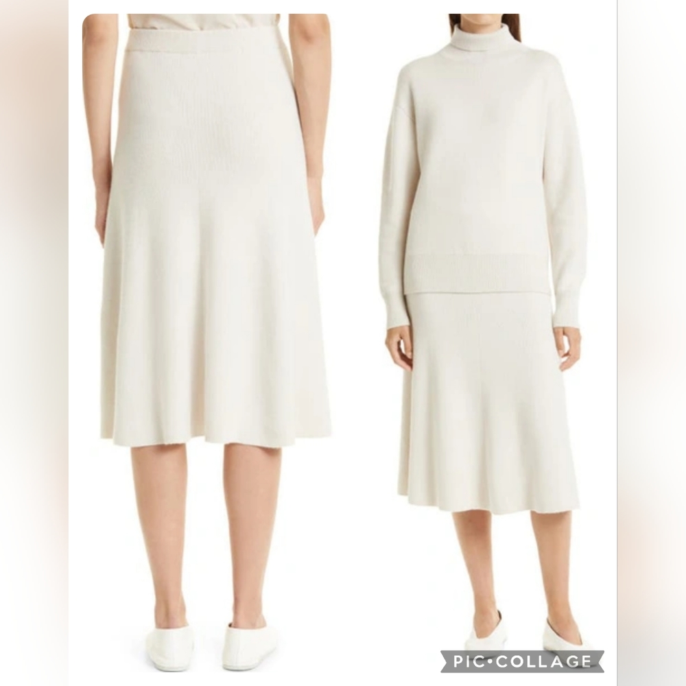NWT Nordstrom Cashmere Blend A Line Knit Sweater Midi Skirt size XS